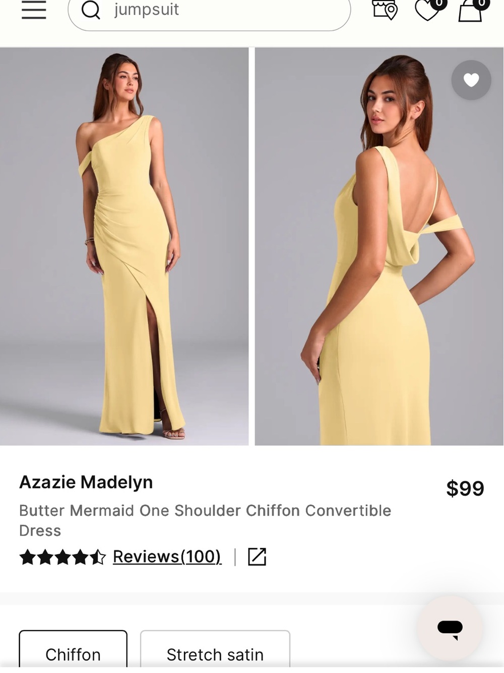 Azazie Butter One-Shoulder Evening Gown